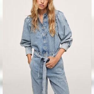 Mango Belt denim Jumpsuit Size Small